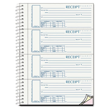 Rediform® Spiralbound Unnumbered Money Receipt Book, Three-part Carbonless, 7 X 2.75, 4-page, 120 Forms freeshipping - TVN Wholesale